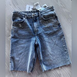 Liu Jo Embellished Light Blue Jean Shorts Size 28